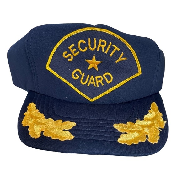 Vintage retro foam SnapBack trucker style navy blue security guard hat - Picture 1 of 4